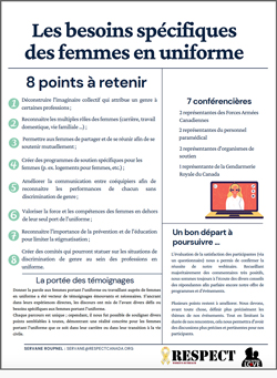 Les besoins spécifiques des femmes portant l’uniforme – rapport de Forum :